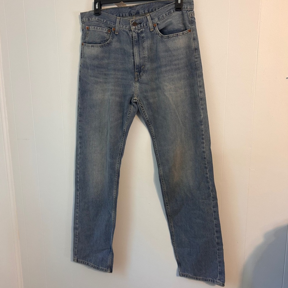 Levis 505 Regular Fit Straight Leg Jeans Mens 36x34 Medium Wash Blue Denim
